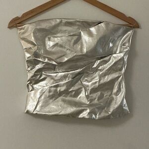 Zara Silver Metallic Crop Top